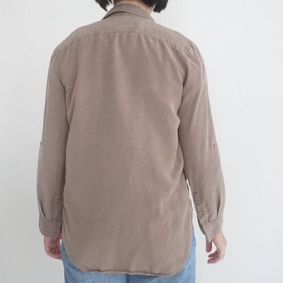 Aritzia Babaton Taupe Utility Pocket Button Down Dress Shirt 2XS - Picture 3 of 11